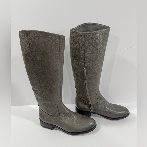 Sam Edelman Shoes - Sam Edelman Gray Leather Tall Riding Boots Women’s 7.5 Zip Low Heel
